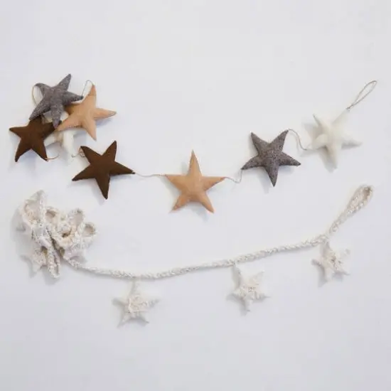 Hello Honey&reg; 6ft. Natural Handmade Cotton Blend Star Garland {3}