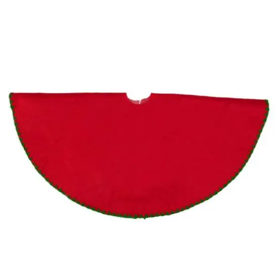 26" Christmas Traditions Cardinal Red with Green Stitching Mini Tree Skirt {3}