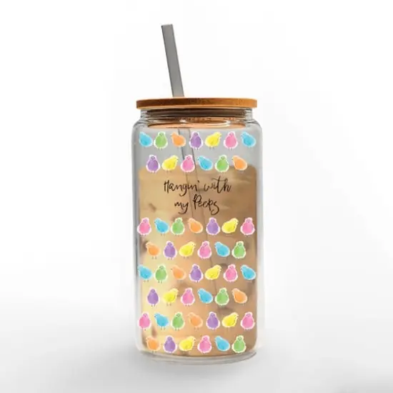 16oz. Hangin' with My Peeps Glass Can Cup {3}