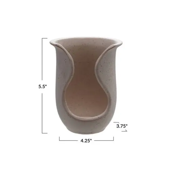 Hello Honey Stoneware Speckled Spoon Holder with Reactive Glaze, Beige {4}