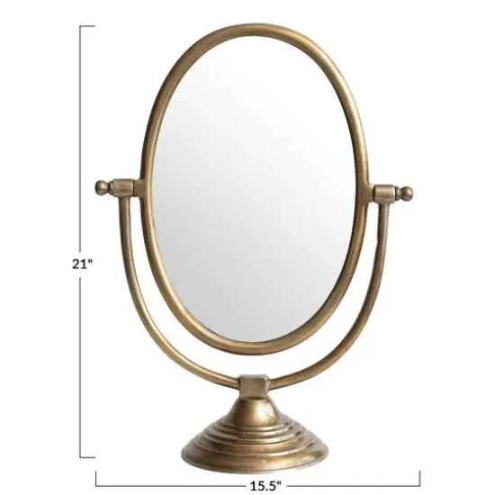 Hello Honey&reg; Brass Finish Framed Mirror on Swivel Stand {5}