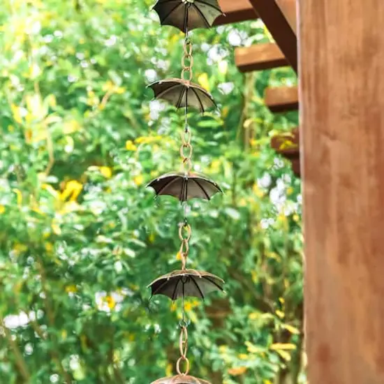 Glitzhome&reg; 8.5ft Faux Copper Umbrella Shaped Rain Chain {3}
