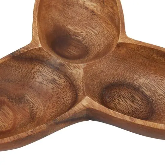 Hello Honey&reg; Natural Modern Acacia Wood Appetizer Bowl with 3 Compartments {6}