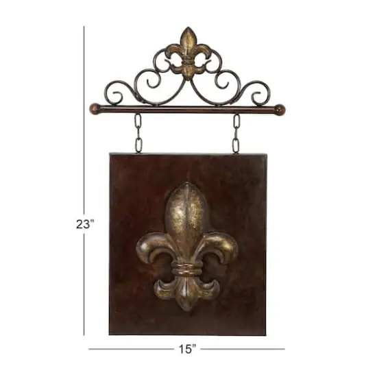 Bronze Metal Fleur de Lis Wall Decoration {6}