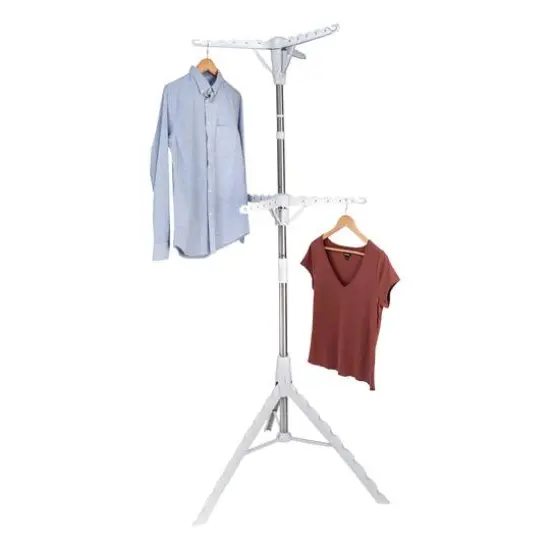 Honey Can Do White 2-Tier Tripod Clothes Drying Rack {4}