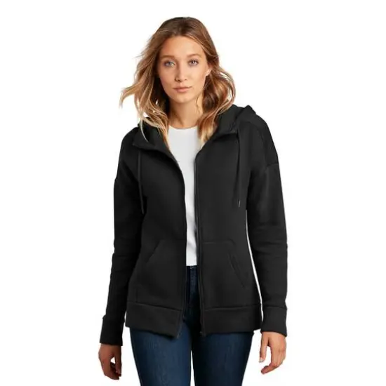 District&reg; Perfect Weight&reg; Women's Fleece Drop Shoulder Full-Zip Hoodie Jet Black {4}