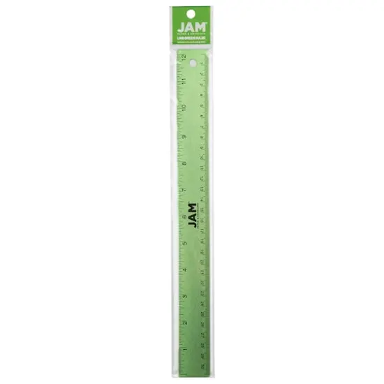 JAM Paper Metallic Stainless Steel Ruler Lime Green {4}