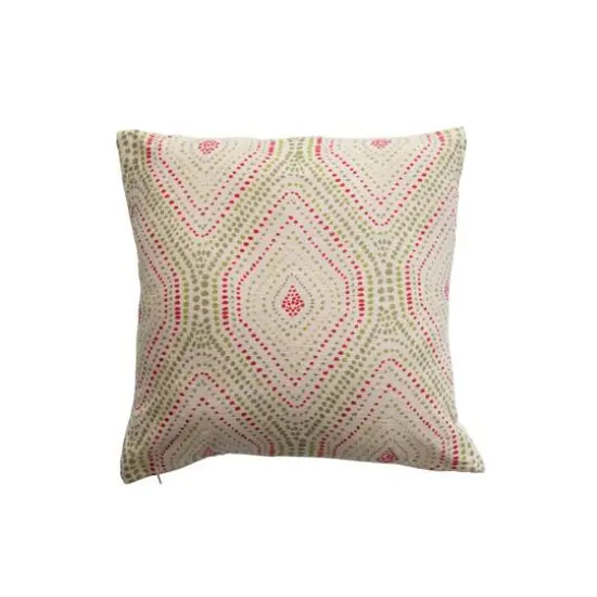 Hello Honey&reg; 20" x 20" Green & Red Square Cotton Slub Pillow with Diamond Pattern {1}