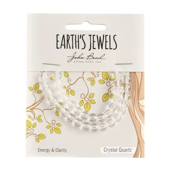 John Bead Earth's Jewels Natural Stone Round Beads, 6mm Crystal Quartz {3}