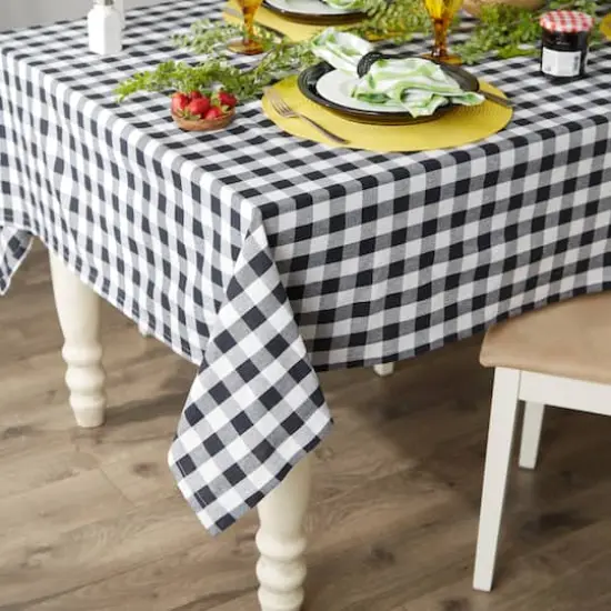 Black-White Checkers Tablecloth 52" x 52" {5}