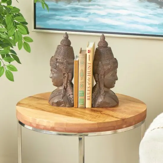 11" Bronze Buddha Weathered Decorative Bookend Set {3}