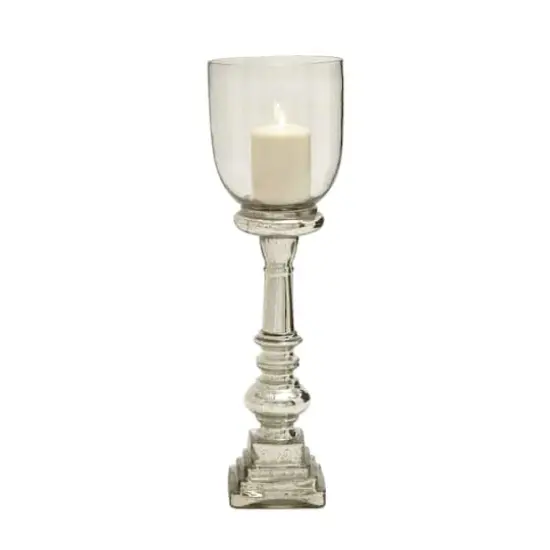 22" Silver Glass Traditional Candle Holder {1}