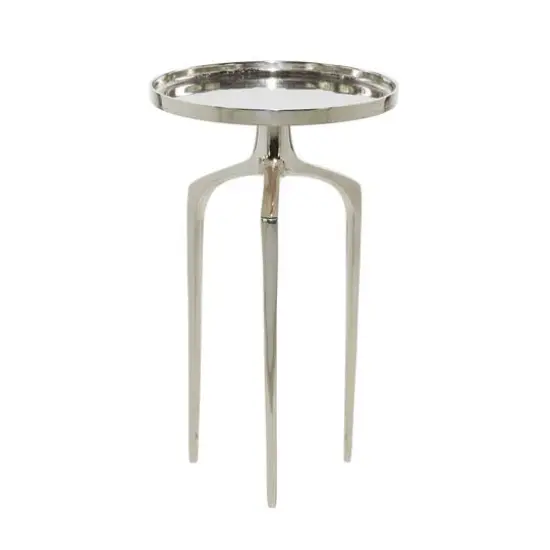 13" Contemporary Round Silver Raised Edge Accent Table {6}