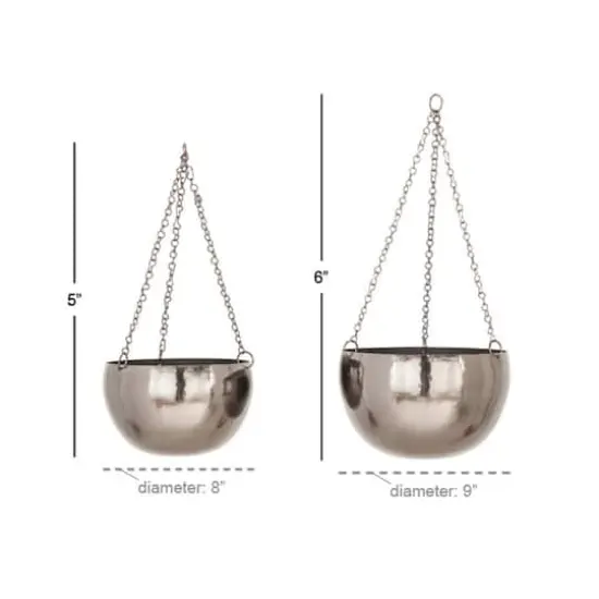 Black Metal Glam Hanging Planter Set {7}