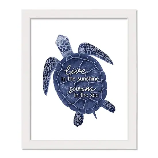Blue Tortoise Live in the Sunshine White Framed Wall Décor {1}