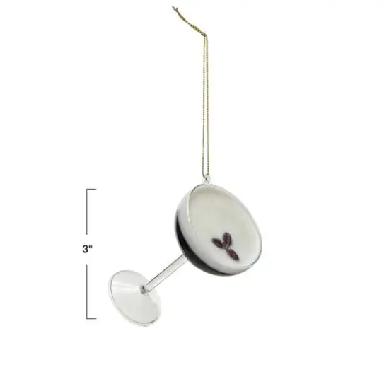 Hello Honey&reg; 3" Brown & White Decorative Glass Espresso Martini Ornament {4}