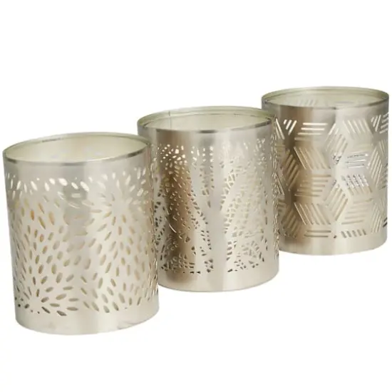 White Wax Vanilla Marshmallow Scented Candle with Geometric Silver Containers, 3ct. {3}