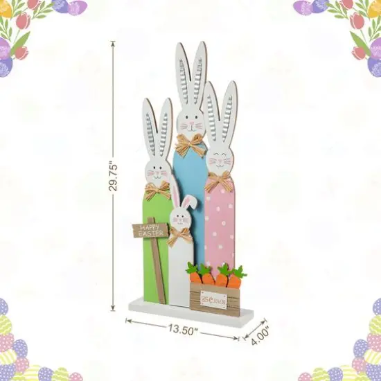 Glitzhome&reg; 29.75" Easter Wooden Bunny Family Porch D&eacute;cor {8}