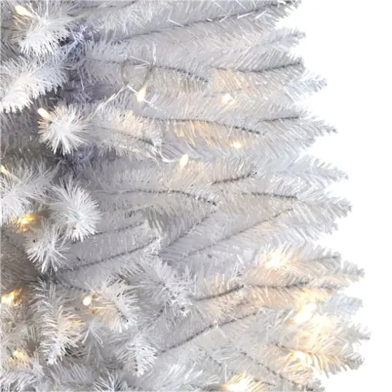 3ft. Pre-Lit White Artificial Christmas Tree, Warm White LED Lights {5}