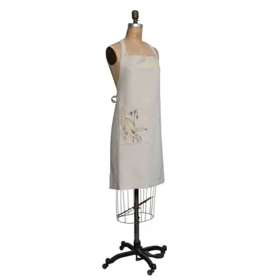 Hello Honey&reg; Hand-Embroidered Flower Design & French Knots Cotton & Linen Apron {1}