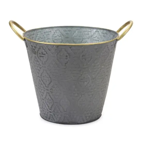 Metal Aztec Pail Planter Set {3}