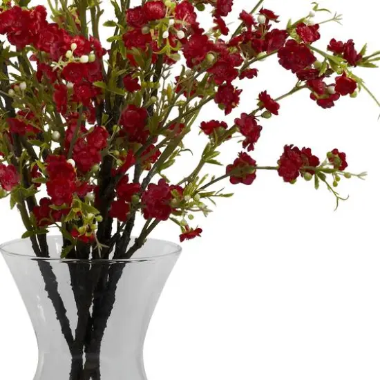 30" Red Cherry Blossoms Arrangement in Vase {4}