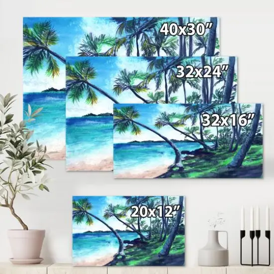 Designart - Tropical Beach In Summer Paradise - Nautical & Coastal Canvas Wall Art Print {5}