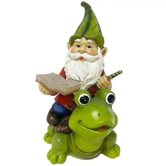 Santa's Workshop 9" Solar Powered Gnome on Frog {1}