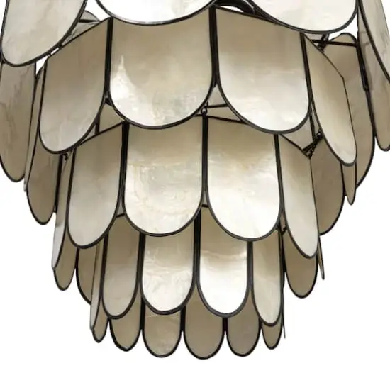 Hello Honey&reg; Black Finish Laminated Capiz Tiered Chandelier {4}