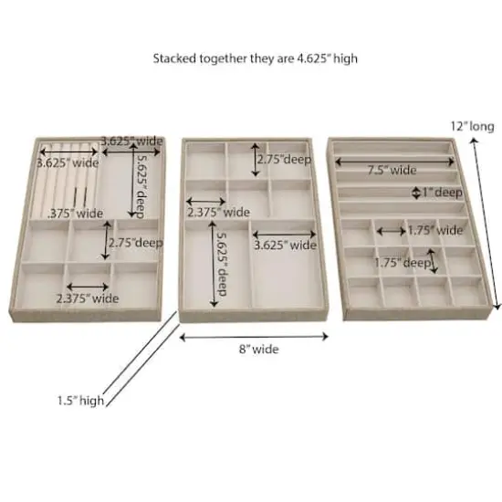 Household Essentials Stackable Jewelry Tray Set Brown {5}