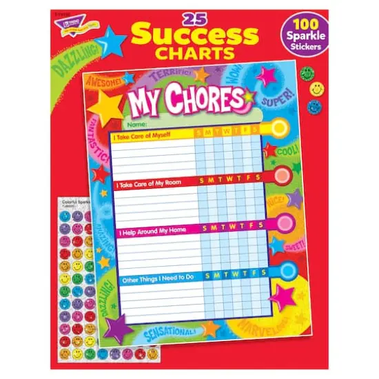 Trend Enterprises&reg; Praise Words 'n Stars Chore Charts, 3 Packs of 25 Sheets {5}