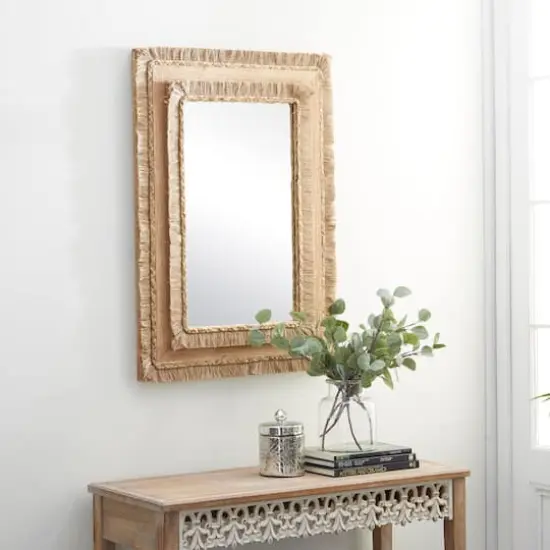 36" Brown Bohemian Style Wood Wall Mirror {9}