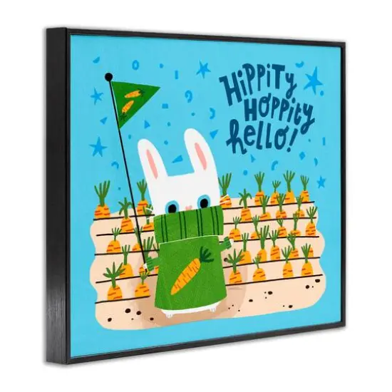 Stupell Industries Hippity Hoppity Hello Bunny Framed Giclee Art Black {4}