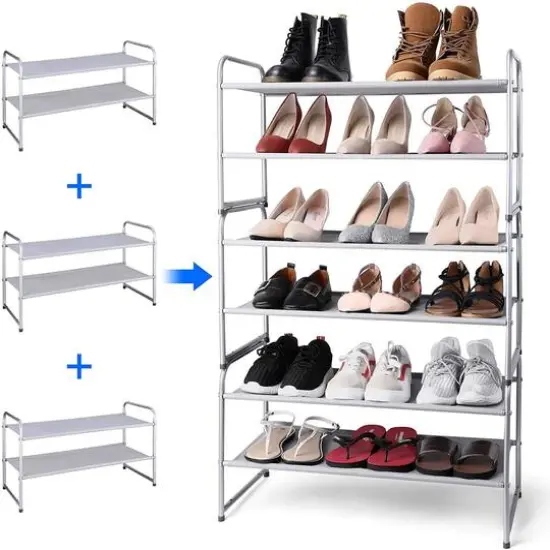 NEX&trade; Oumilen Silver 2-Tier Stackable Shoe Rack {5}