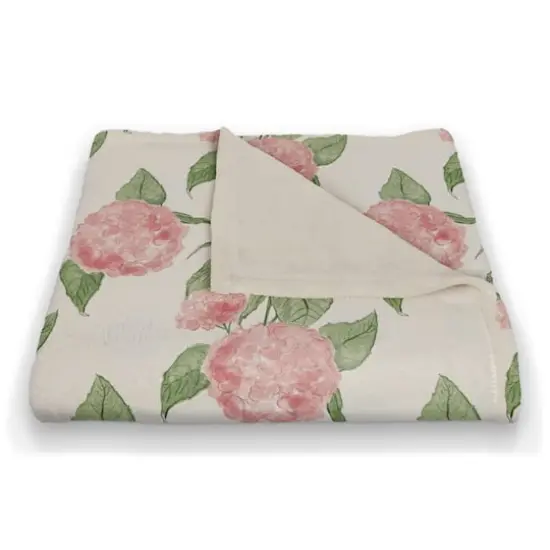 Pink Hydrangea Pattern 50" x 60" Coral Fleece Blanket {3}
