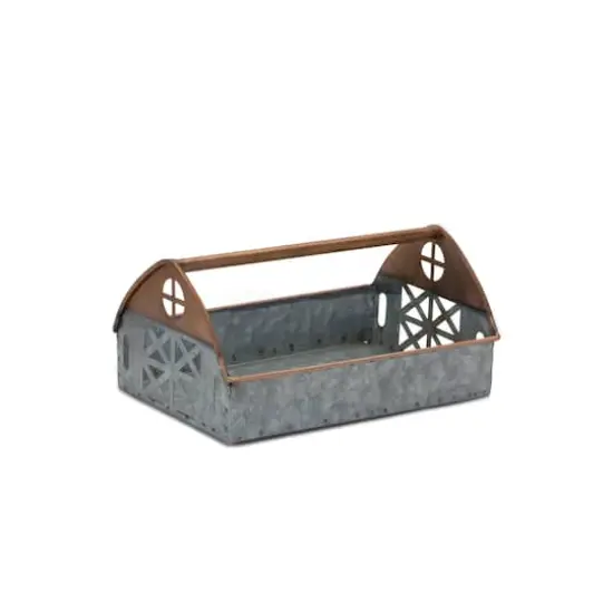 Galvanized Metal Barn Caddy Tray Set {5}