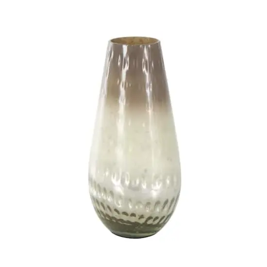 12.25" Brown Glass Ombre Vase with Spotted Concaved Details & Speckled Accents {3}