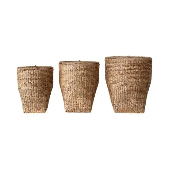 Hello Honey&reg; Natural Handwoven Water Hyacinth Laundry Basket Set with Lids {1}