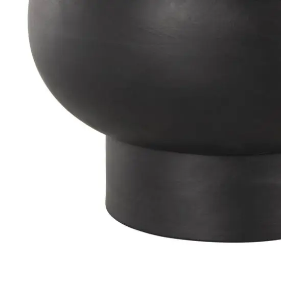 11.5" Black Wide Abstract Floral Ceramic Vase with Layered Petals {6}