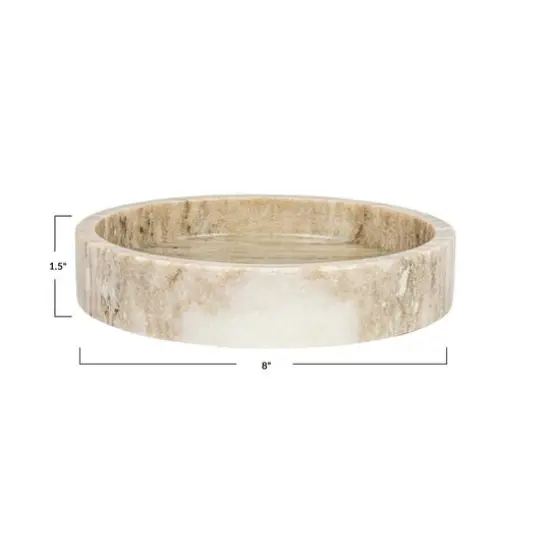 Hello Honey&reg; 8" Beige Marble Bowl Dish {4}