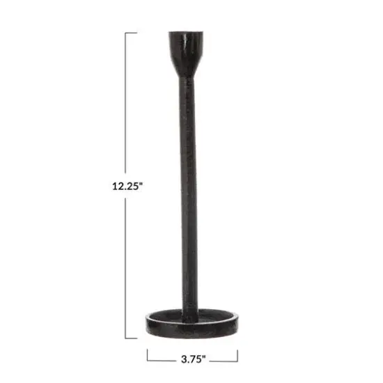 Hello Honey&reg; 12'' Black Cast Iron Taper Candle Holder {6}