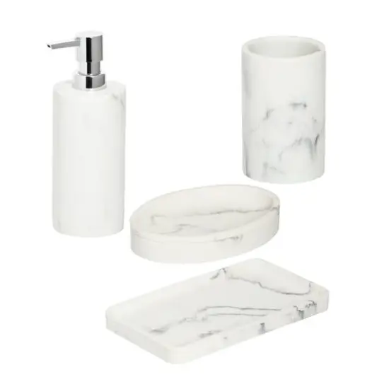 Honey Can Do Off-White Marble Bath Accessory Set {1}