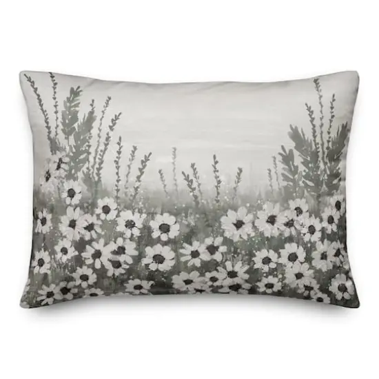 Moody Floral Daisy Field Indoor/Outdoor Lumbar Pillow {1}