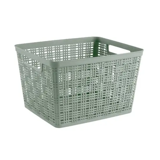 Sage Plastic Wicker Storage Basket by Simply Tidy&reg; {1}