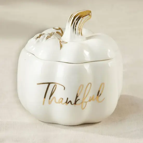 Kate Aspen White Thankful Pumpkin Decorative Bowl {6}