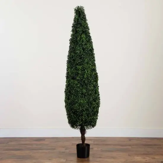 6ft. UV-Resistant Potted Boxwood Topiary Cone Tree {4}
