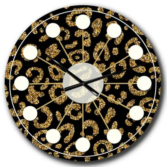Designart 'Golden Leopard Fur Mid-Century Modern Wall Clock {1}