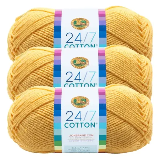 3 Pack Lion Brand&reg; 24/7 Cotton&reg; Yarn Lemon {1}