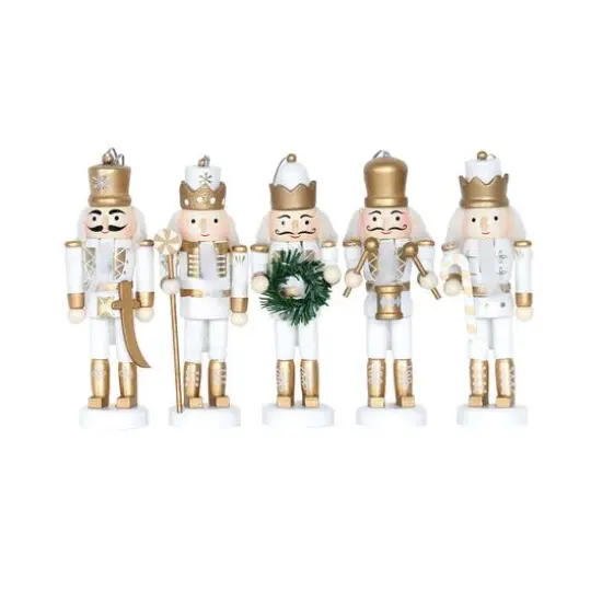 Santa's Workshop 5" White & Gold Nutcracker Set {3}