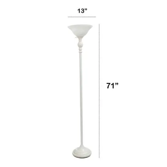 Lalia Home 6ft. Torchiere Floor Lamp with Marbleized Shade White with White Shade {4}